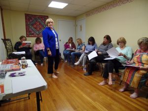 Nancy and some of the participants completing the dosha questionnaire