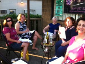 Enjoying our Book Club meeting on the front porch