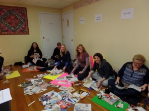 The participants selecting images for their vision boards