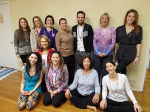 Jessica, Adria and the participants with their unique mala beads