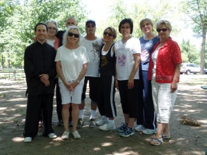 Joseph (far left) with some of the participants & Moonflower Yoga owner Nancy